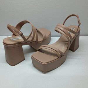 Steve Madden Women's Bossy Heeled Sandal Tan Size 9.5 Pre-Owned High Heels